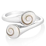 925 Sterling Silver Double Shiva Eye Swirl Shell Inlay Design Band Ring Jewelry Size 6, 7, 8