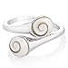 925 Sterling Silver Double Shiva Eye Swirl Shell Inlay Design Band Ring Jewelry Size 6, 7, 8