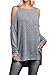 HOTAPEI Women's Asymmetric Cold Shoulder Side Split Long Sleeve Blouse Tunic Shirts