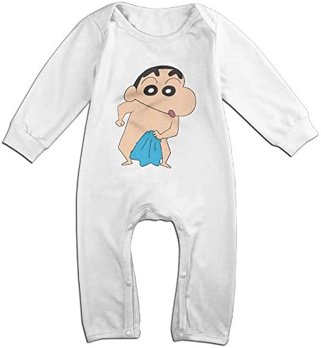 Infant Boys Girls Crayon Shin-chan Cute Short Sleeve Bodysuit Onesie White 12 Months