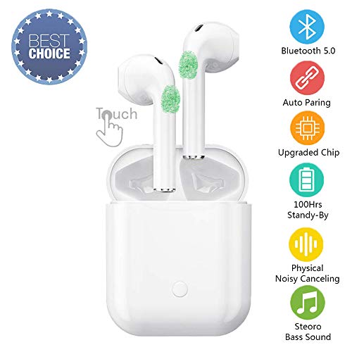 Bluetooth Headset,Touch Wireless Earbuds HiFi Headset in-Ear Headphone Noise Reduction Headset,Sports Portable Wireless Bluetooth Earphones for Apple Airpods Android/iPhone BSSJZP