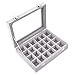 YFLY Velvet Glass Jewelry Ring Earring Display Organizer Box Tray Holder Storage Case