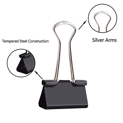 MROCO 48 PCS Binder Clips, Small 1 inch Width, 1/2 inch Paper Holding Capacity, Paper Clamps Binder Clamps for Office, Home, Schools, Kitchen Home Usage (Black) - Thumbnail 4