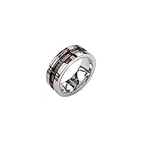 Mens Stainless Steel in IP Black and Rose Gold Window Steel Polished Cable Ring