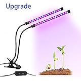 Lovebay Dual Head LED Plant Grow Light 2 Dimmable Levels Grow Lamp Bulbs with Adjustable 360 Degree Gooseneck for Indoor Plants Hydroponics Greenhouse Garden Home Office[2017 Upgraded]
