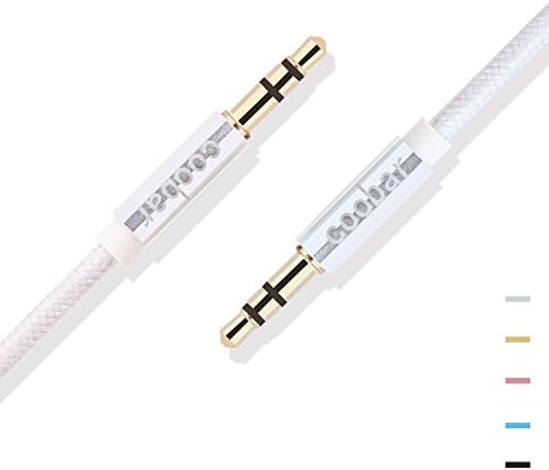 Coobar 3.3 Ft Nylon Audio Cable ,3.5mm Aux Cord , Auxiliary / Aux Cable for Car / home Stereo ,Beats Headphone,iphone,Computer,Speaker,MP3 Players (Sliver)