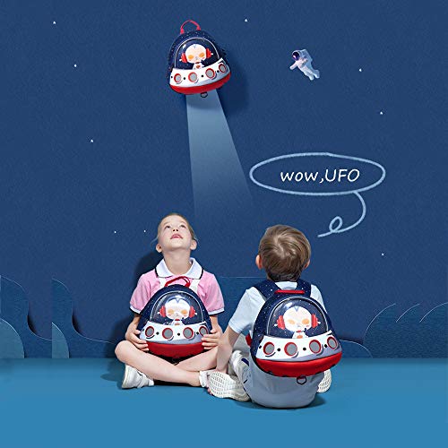 JiePai Toddler Kids Backpack with Safety Harness Leash,Waterproof 3D Cartoon Boys/Girls Backpack Lightweight Cute Animal Backpack for Travel/Nursery/Kindergarten/Preschool,Age 2-6 (UFO-Blue) - Thumbnail 6