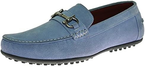Natazzi Mens Suede Leather Shoe Kimo Slip-On Driving Moccasin (42.5 M EU / 9.5 D(M) US, Sky Blue)