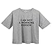 YITAN Women's Fashion Funny Tees Graphic Loose T shirt Cute Relaxed Split Crop Top Grey Small