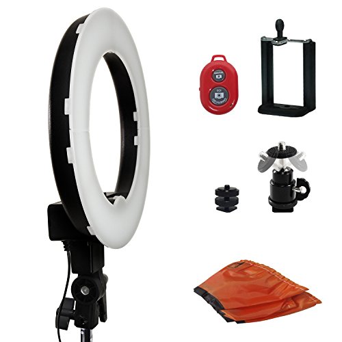 LimoStudio-14-inch-Diameter-Dimmable-Continuous-Round-Ring-Light-for-Beauty-Facial-Shoot-Light-Stand-Tripod-Cell-Phone-Spring-Clip-Holder-Camera-Adapter-Photo-Studio-AGG2418V3