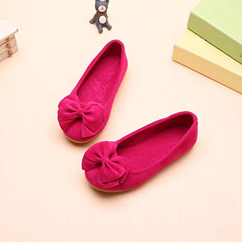 Baby Girls Dress Shoes Slip on Ballerina Flats Bows Shallow Mouth peas Shoes Dance Shoes (Little Kid/Big Kid) Hot Pink - Thumbnail 5