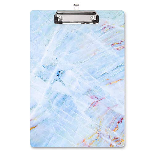 Decorative Clipboard, Marble Clipboard, Designed Clipboard, WAVEYU Cute Hardboard Office Clipboard with Low Profile Clip for Students Classroom School and Office Use, Blue (12.5"x8.5") - Thumbnail 7