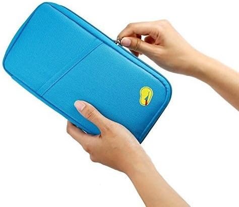 Pink Pari Long Travel Passport Organizer - Multi Color (Sky Blue)