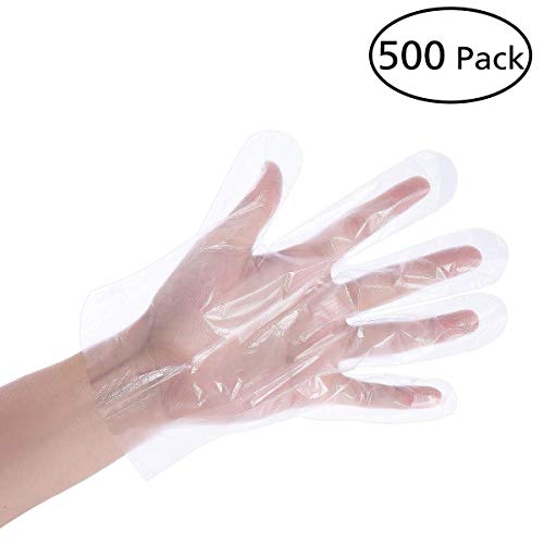 Disposable Gloves, 500 Pcs Clear Plastic Food Grade Household Plastic