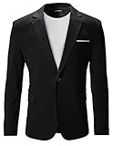 FLATSEVEN Mens Slim Fit Casual Premium Blazer Jacket (BJ102) Black, S