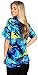 LA LEELA Women's Short Sleeve Hawaiian Blouse Shirt XL Blue Palm Island