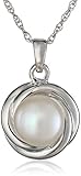 Sterling Silver 8-8.5mm Freshwater Cultured Pearl Small Love Knot Pendant Necklace