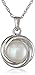 Sterling Silver 8-8.5mm Freshwater Cultured Pearl Small Love Knot Pendant Necklace