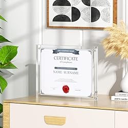 NIUBEE 8.5x11 Picture Frame, Clear Certificate