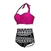PZZ High Waist Halter Vintage Beachwear Plus Size Ethnic Style Push Up Swimsuits Bikini Set