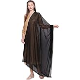Arts Of India Women's Black Embroidered Chiffon Dupatta,Chunni,Dupatta, Stole.