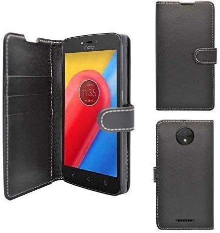 Mobile Phone Case Cover Compatible For Motorola Moto C Plus Wallet Flip Stand Card Slot PU Leather Magnetic Closure Case Cover In Black