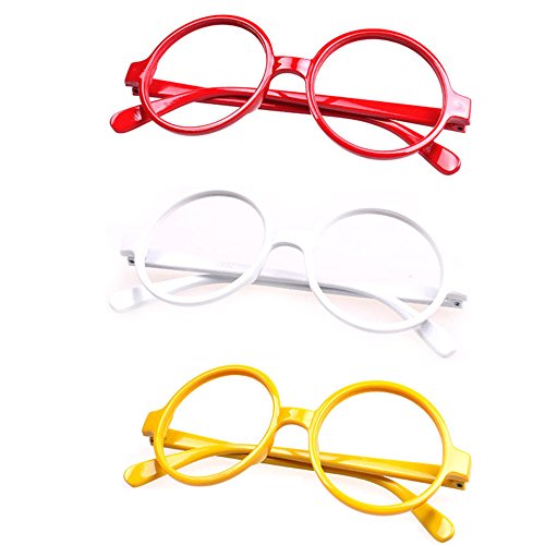 Set of 3 FancyG® Retro Geek Nerd Style Round Shape Glass Frame NO LENSES SET120