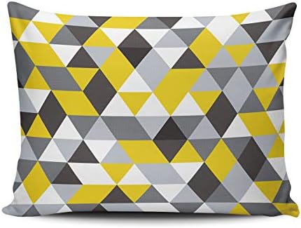 UNFRIY Home Decoration Throw Pillow Covers Geometric Black Grey and Yellow Triangle Sofa Cushion Cover Pillowcase 16x24 Inch One Sided Printed (1-Pack)