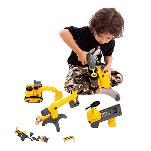 JOYIN 4 in 1 Take Apart STEM Build Your Own Construction Vehicle Truck Toy Playset with Electric Dri - //coolthings.us