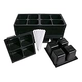 320 Cells Seedling Starter Trays for Seed Germination and Starting +5 Plant Labels (80, 4-cell Trays) 804 Pattern for Gardening, Greenhouses, and Hydroponics