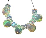 3.05 TCW Natural Ethiopian welo Fire Opal Almonds & Roundel Beads Demi strand 32AA11