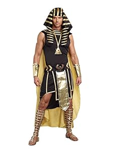Dreamgirl Men's King of Egypt King Tut Costume, Black/Gold, Large