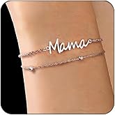 Mama Bracelets for Women 14K Gold Plated Dainty Mom bracelets Mother's Day for New Mom Women Mama Gifts