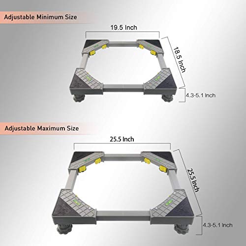 Adjustable Movable Base Refrigerator Fridge Stand with 4 Strong Feet Yellow Multi-Functional Furniture Dolly Roller Base for Refrigerator Washing Machine Washer Dryer - Thumbnail 2