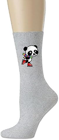 GREe Skating Panda Unisex Cotton Socks Funny Crew Dress Socks Ash