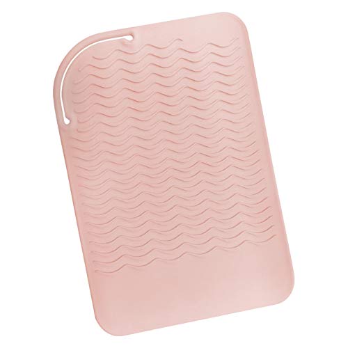 Sygile 11″ X 7.5″ Larger Size Heat Resistant Silicone Travel Mat, Anti-heat Pad for Hair Straighteners, Curling Irons, Flat Irons and Other Hot Styling Tools – Blush Pink