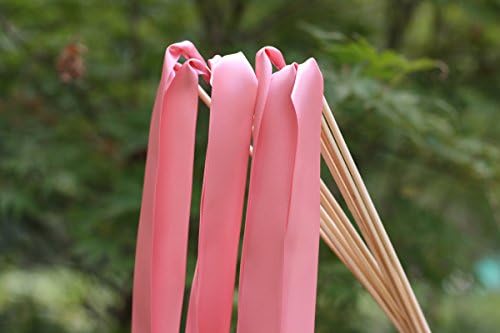 Cheonus 50PCS Handmade Wedding Wands With Single Ribbon Party Wand Streamers Ribbon sticks Magic fairy Wands Color customization for bridal shower photo prop