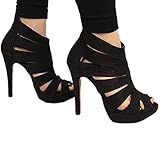 FINEJO Women High Heel Strap Sandal Ankle Open Toe Platform Pump Shoes