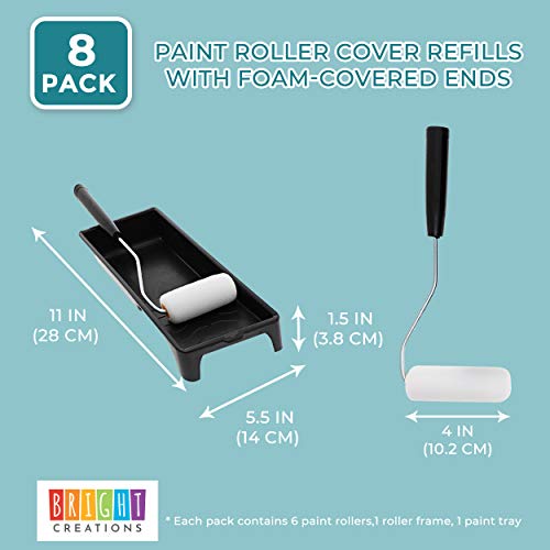 Paint Roller Cover Refills with Foam-Covered Ends (8 Pack)