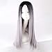 Superwigy® Long Straight Hair Two Tone Black and Grey Ombre Wig Heat Resistant Fiber Synthetic Wigs