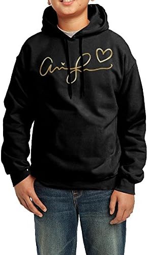 Jhikusdf Kids Youth Ariana Grande Signature Gold Hooded Sweatshirt BlackLarge