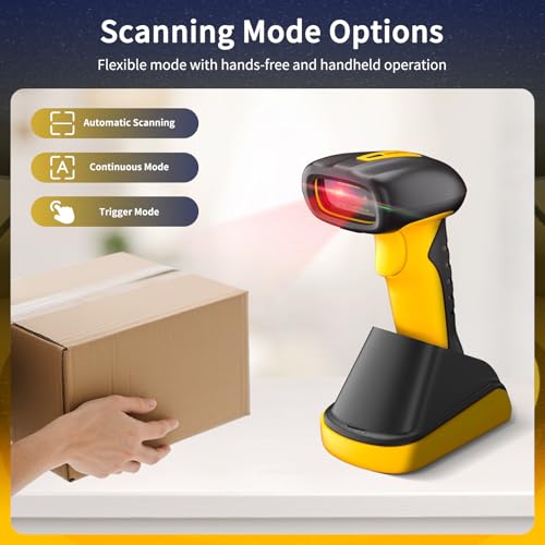 NetumScan Industrial Quality Wireless Bluetooth 1D/2D Barcode Scanner 2600mAh Battery with Charging Station Compatible with POS, PC, iPhone, Android Retail