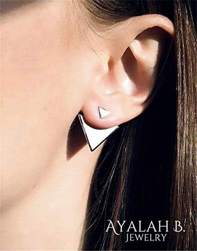 CARDEON Earrings Studs Simple Double Triangle Solid Stud Earrings Charm Geometric Shape Screw Earrings for Men Women