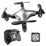 Spacekey Mini RC Helicopter Drone for Kids Quadcopter with Altitude Hold, Headless Mode, One-Key Take-Off/Landing, 3D Flip Function and Foldable Arms, Good for Beginners - Silver