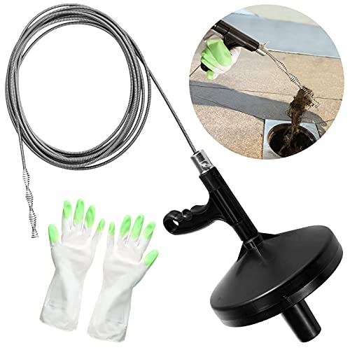 Plumbing Drain Auger 23ft Heavy Duty Steel Drum Auger with Gloves