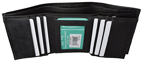 Mens Black Leather Wallet Lamb Classic Trifold by Marshal wallet