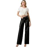 LOVER BRAND FASHION Women's High Waisted Super Stretch Faux Leather Wide Leg Pants Multiple Colors for Trendy Looks Jeans