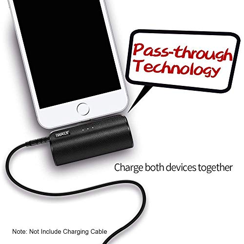 iWALK Portable Battery Charger with Built in Cable, 3300mAh Ultra Compact Mini Power Bank Compatible with iPhone Xs XR X 8 Plus 7 6 Pus,Black (No Lighting Cables) - Thumbnail 4