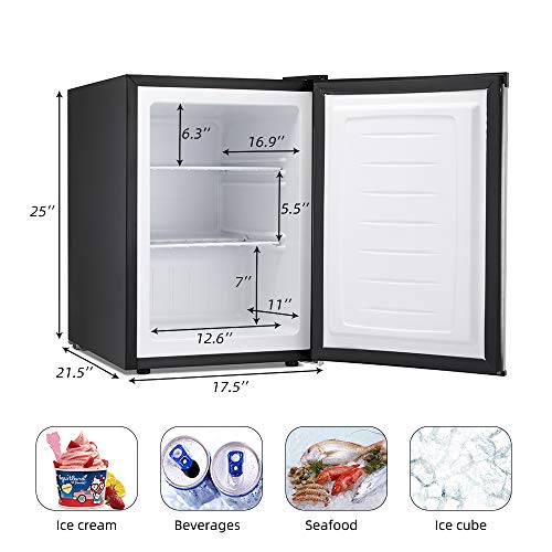 Kismile Upright Freezer,2.1 Cu.ft Mini Freezer with Reversible Single