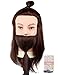 Kalyx Mannequin Head with Human Hair Cosmetology Manikin Male Mannequin Head Beard for Barber Shops Practice Cutting Styling and Free Clamp Stand(KAXE51 Brown)